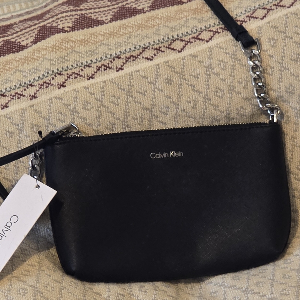 Calvin Klein Black Cosmetic Bag with Zipper Closure